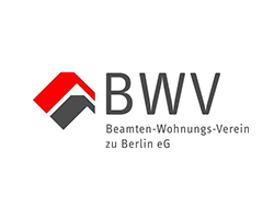 Ein modernes Logo mit den Buchstaben BWV und einem grafischen Dachsymbol, das den Wohnungsverein repräsentiert.